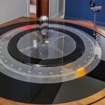 Pendolo di Foucault con LED acceso che indica la rotazione della Terra